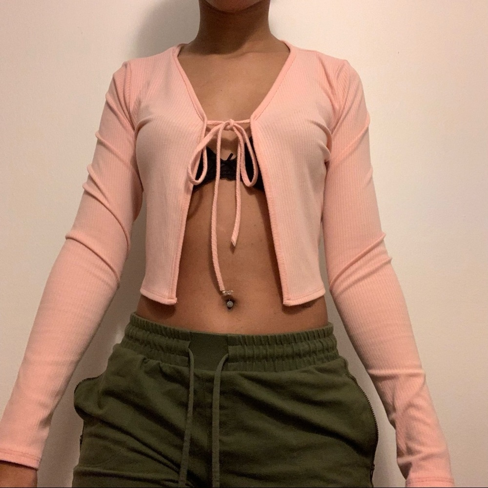 crop top cardigan with string tie